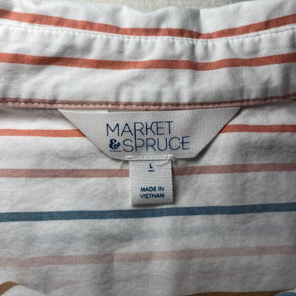 Market & Spruce Sohla Poplin Button Down Shirt Womens L Verticle Stripe White - Picture 4 of 10